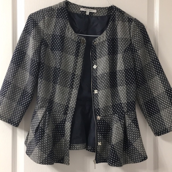 Peplum waist blue plaid jacket - Picture 1 of 5